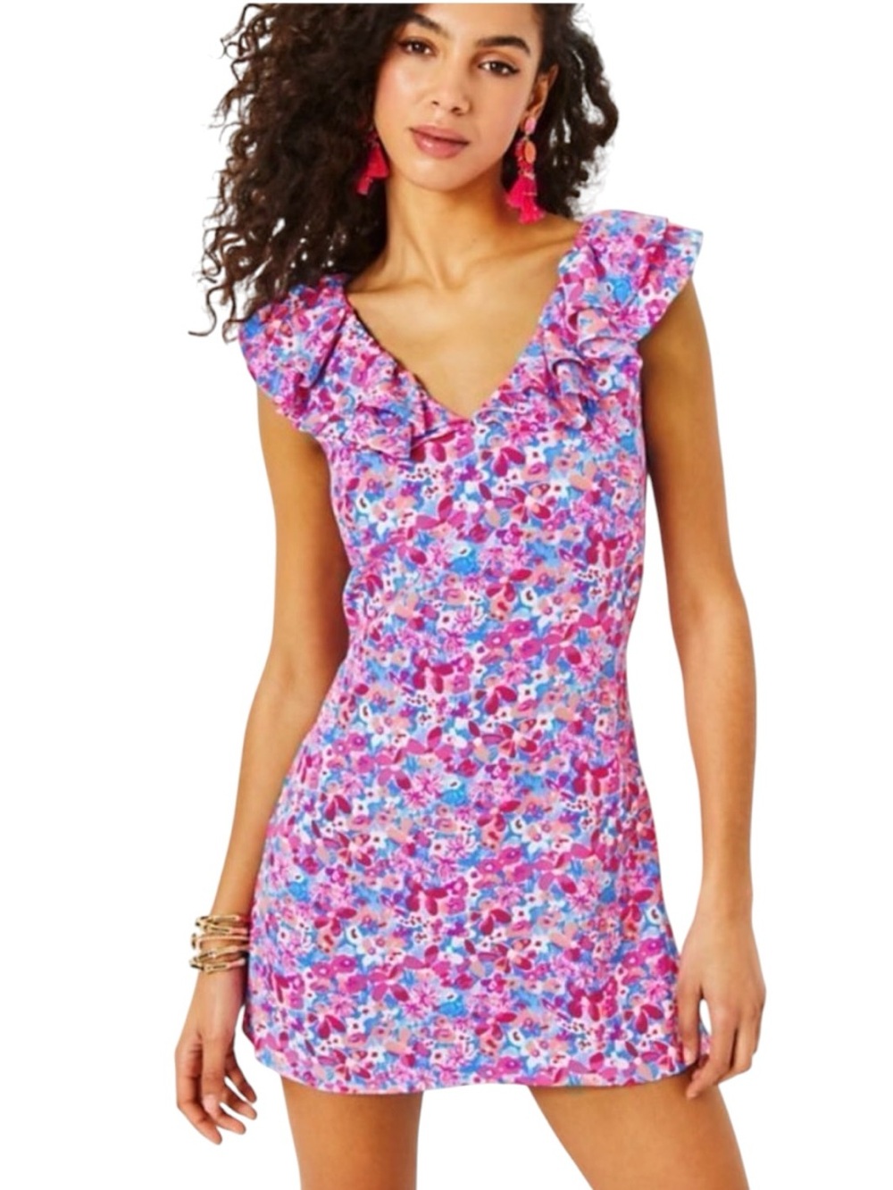 Lilly Pulitzer Linwood Romper Dress  Aura Pink Baby Bloomer print  size 14